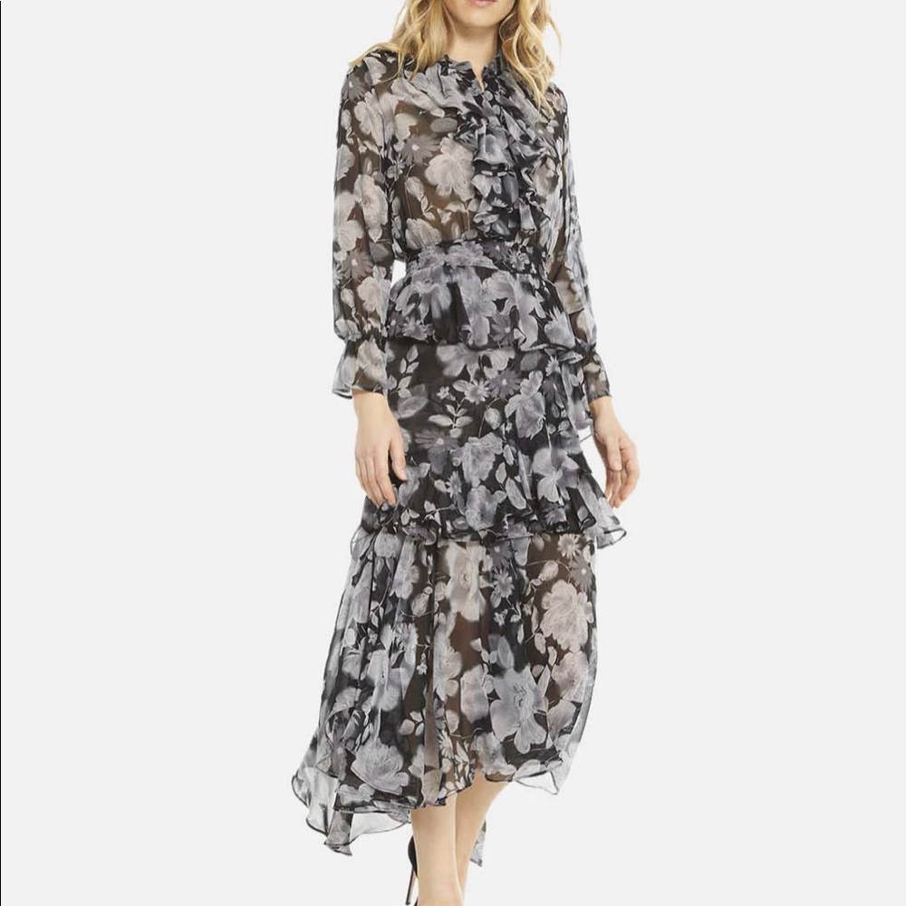 MISA Los Angeles silk ruffled dress